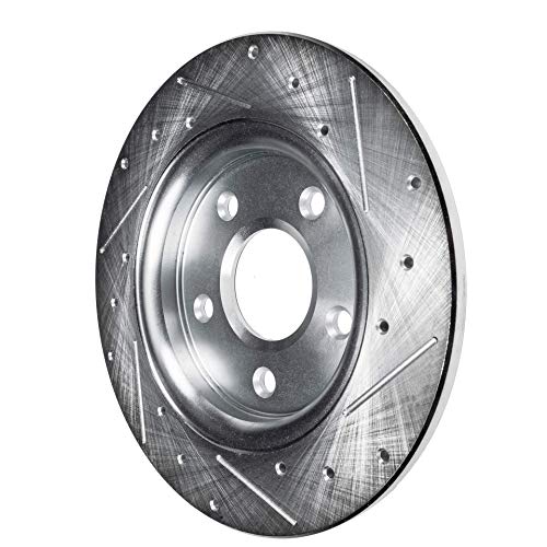 Image of Detroit Axle - Rear Brake Kit for 2000-2006 BMW X5 | Drilled and Slotted Brake Rotors Ceramic Brake Pads 2000 2001 2002 2003 2004 2005 2006 Replacement 12.76 inch inch Rear Rotors
