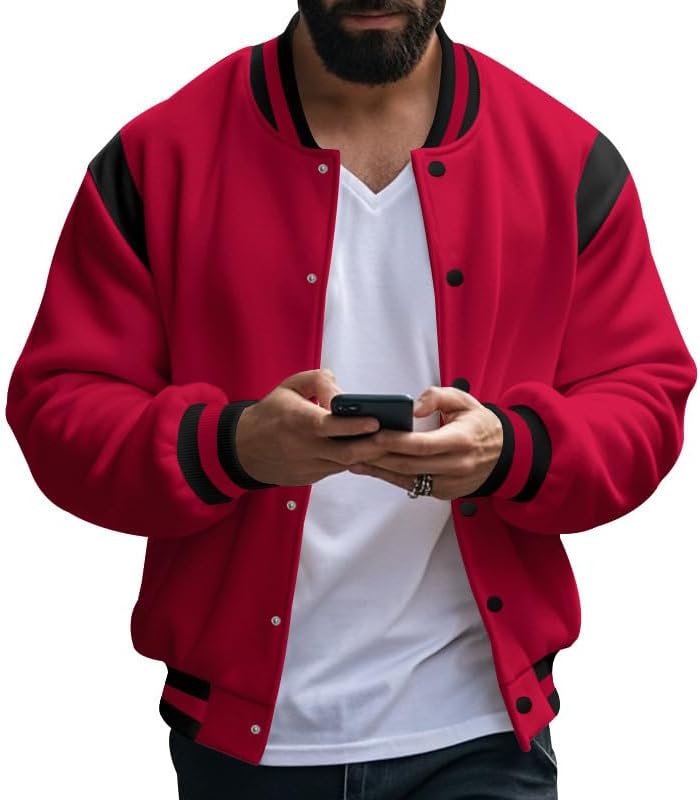 Men's West Coast Jacket - Fall Winter Cardigan Style Button Front Loose Baseball Coat for Vacation Daily Life - Image 2