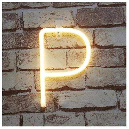 Image of ENUOLI LED Letters Neon Lights Alphabet Marquee Words Night Lights(P) | Party Lamp Battery /USB Operated Best for Wall Kids Living Room Bedroom Wedding Birthday Party Christmas Decorations