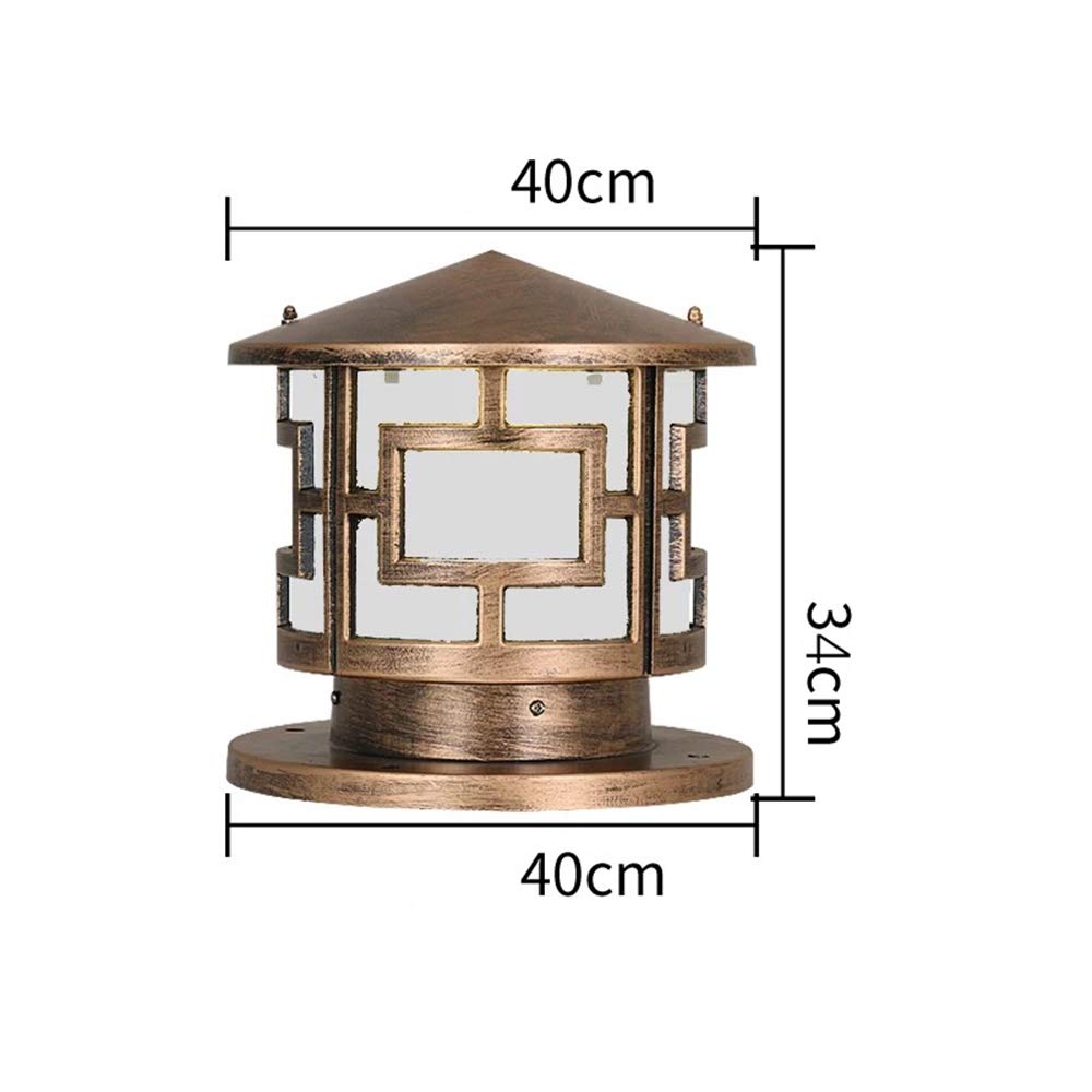 Sockellampe Bronze Aluminiumguss Und Glas Außenleuchte Retro Outdoor Rasenleuchte Garten Villa Hotel Säule Lampe Pfostenleuchte Im Freien Tischleuchte Sockelleuchte (40 * 40 * 34 cm)