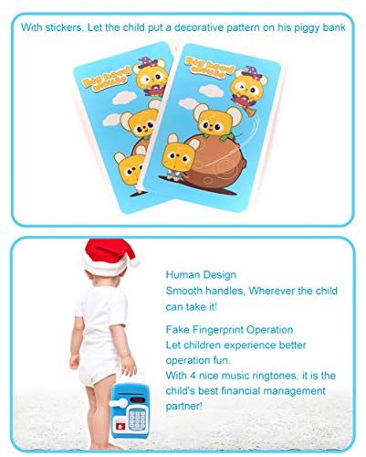 Piggy Bank Toy for Kids, Pretend Fingerprint / Electronic Password Safe Box ATM Bank Machine, Auto Scroll Paper Money & Coin, Best for Children Boys Girls, Cultivate Financial Habits