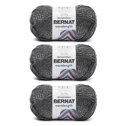 Image of Bernat Wavelength Yarn for Crocheting & Knitting, Snowflake Obsidian 3-Pack