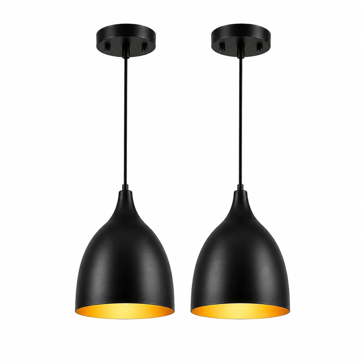 Hanging Glow Classic Hanging Pendant Light Pack of 2 for Living Room Bedroom Dining Area, Modern Metal Ceiling Light with Geometric Cut Design for Home Decor (Bulb Not Included)-image-34