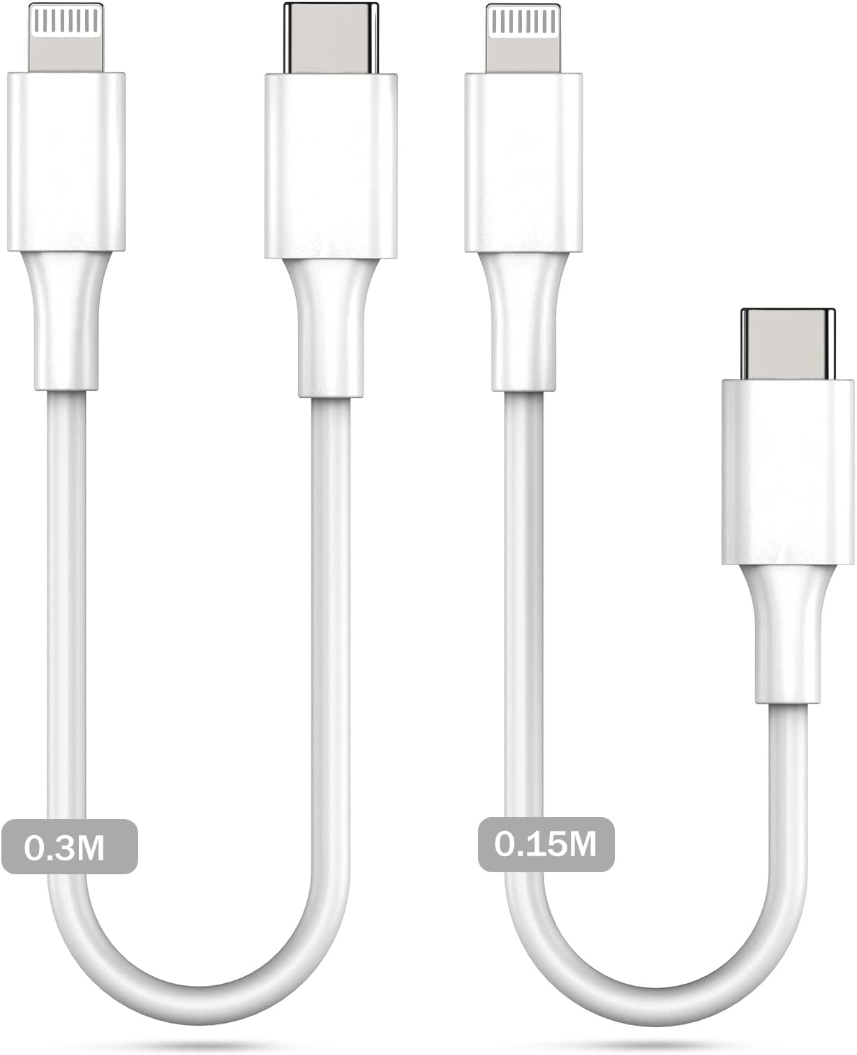 Amoner USB C Lightning Cable 30CM+15CM MFi Certified 2Pack Short iPhone PD Charger Lead Compatible with iPhone 14/13/12/11/XS/XR/X/8/8 Plus/7/6, iPad/Air/mini