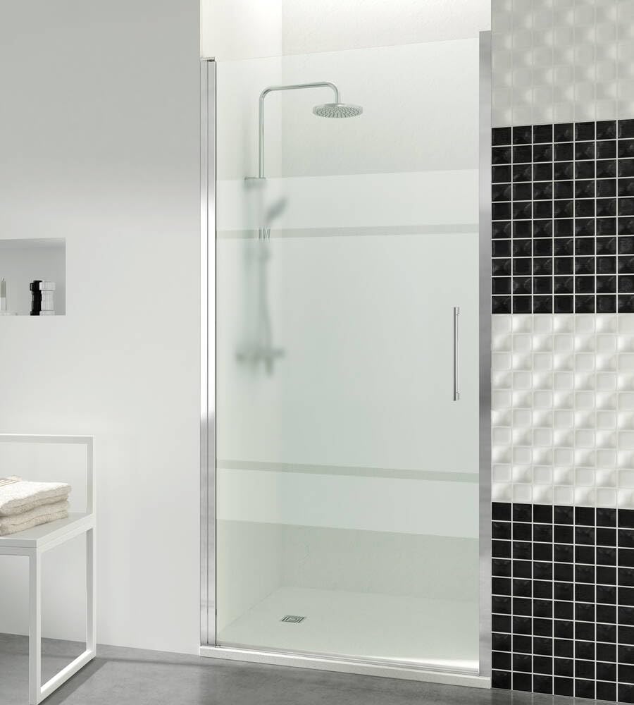 GME - Mampara Ducha Frontal Cromo 1 Puerta Corredera 80cm | Mampara de Cristal Reversible con Ancho Adaptable 77,6-81,6cm | Perfilería de Aluminio con 195cm de Altura y Cristal Templado Antical 6mm