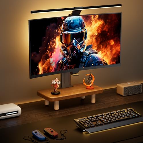Image of Monitor Stand - Holds 200lbs Ultra Strong Support Wood Monitor Stand Riser for Laptop Computer /TV /PC /Printers, Desk Organizer for Gamming Room&Office, Dual Monitor Stand Riser