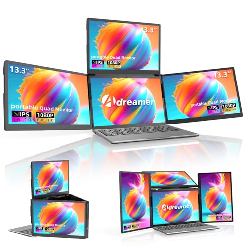 Image of ADREAMER 13.3 inch Triple Screen Laptop Monitor Extender, Detachable 3 Monitor for 11.6 inch-16 inch, FHD 1200P IPS, Multi Screen Laptop Attachment, Compatible with Wins /MacOS(M1 /M2 /M3).
