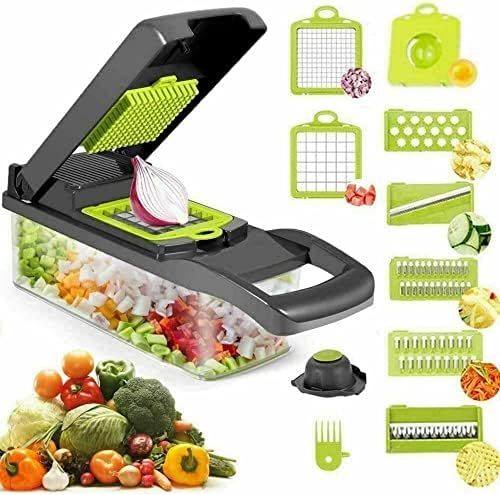 Blaticosa Mandolin 12 in 1 Vegetable Chopper Onion Chopper Salad Chopper Veg Dicer Veg Chopper - Potato Cutter Onion Dicer Vegetable Dicer - Kitchen Multifunctional Vegetable Cutter All in One