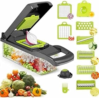 Blaticosa Mandolin 12 in 1 Vegetable Chopper Onion Chopper Salad Chopper Veg Dicer Veg Chopper - Potato Cutter Onion Dicer Vegetable Dicer - Kitchen Multifunctional Vegetable Cutter All in One