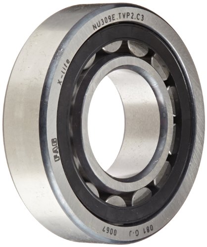 FAG NU309E-TVP2-C3 Cylindrical Roller Bearing, Single Row, Straight Bore, Removable Inner Ring, High Capacity, Polyamide Cage, C3 Clearance, 45mm ID, 100mm OD, 25mm Width