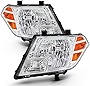 ACANII - For 2009-2020 Nissan Frontier Truck Chrome Housing Headlights Headlamps Assembly Replacement Driver & Passenger