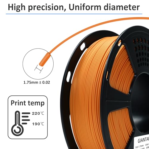 Image of GIANTARM 3D Printer Filament, Orange Pla Filament, 1Kg(2.2lbs) Spool, 1.75mm Dimension Accuracy + /- 0.03mm, 3D Printing Filament