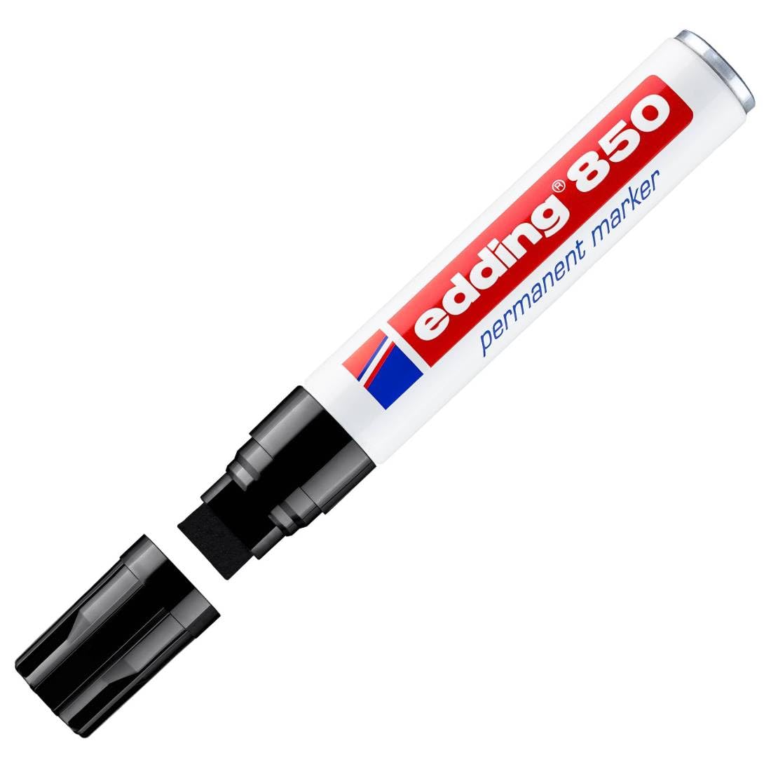 edding 850 marcador permanente - negro - 1 rotulador - punta biselada 5-15 mm - para marcas llamativas - resistente al agua, secado rápido, indeleble - para cartón, plástico, madera, metal, vidrio