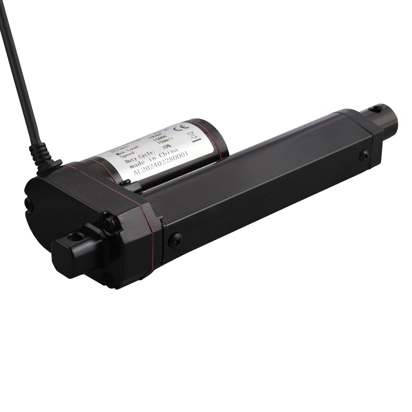 Motore lineare da 1500 N, 100 mm, 10 mm/s, 12 V, DC Linear Actuator, motore elettrico a cilindro per auto, mobili, camper, apriporte, agricoltura industriale, vasi, ecc. (nero, 100 mm)