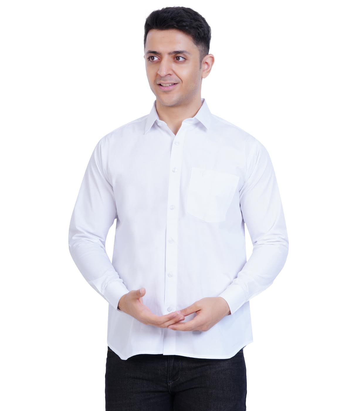 mr.white Men Cotton Solid Long Sleeve Shirt(white-40)-picture-42