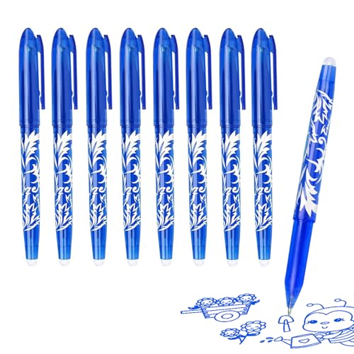 8pcs Erasable Pens Blue 0.7mm Friction Pen
