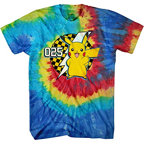 Pokemon Mens Pikachu Game Shirt - Gotta Catch Em All - Official Tie Dye T-Shirt (Tie Dye, Large)