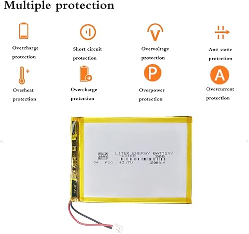 Miniatura 2 de 3.7V 356595 2500mAh batería de iones de polímero de litio recargable batería de polímero con conector JST 0.079 in