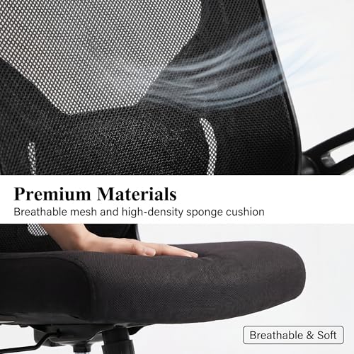 Image of Ergonomic Office Desk Chair, 90-125 Tilt Back Home Desk Chair with 360 Swivel & Mute Wheels, High Back Mesh Computer Chair for Adults with Lumbar Support, 330 LBS Capacity (01Black)