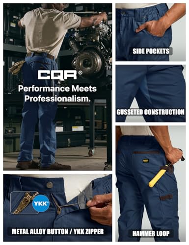 Image of CQR Men's Quick Dry Work Pants, Water Resistant Outdoor Tactical Pants, Lightweight Stretch Cargo Hiking Pants