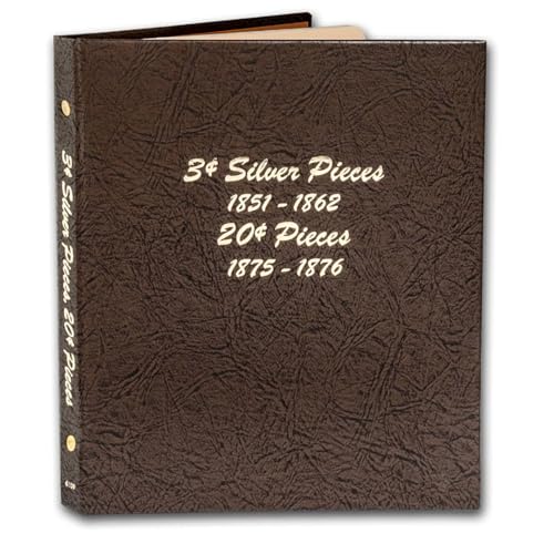Dansco US Silver Three Cent 1851 - 1862 and Twenty Cent 1875 - 1876 Pieces Coin Album #6109