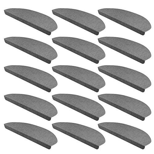 15er Set StickandShine Stufenmatte in dunkelgrau halbrund für Treppenstufen, Treppenstufenmatte zum...