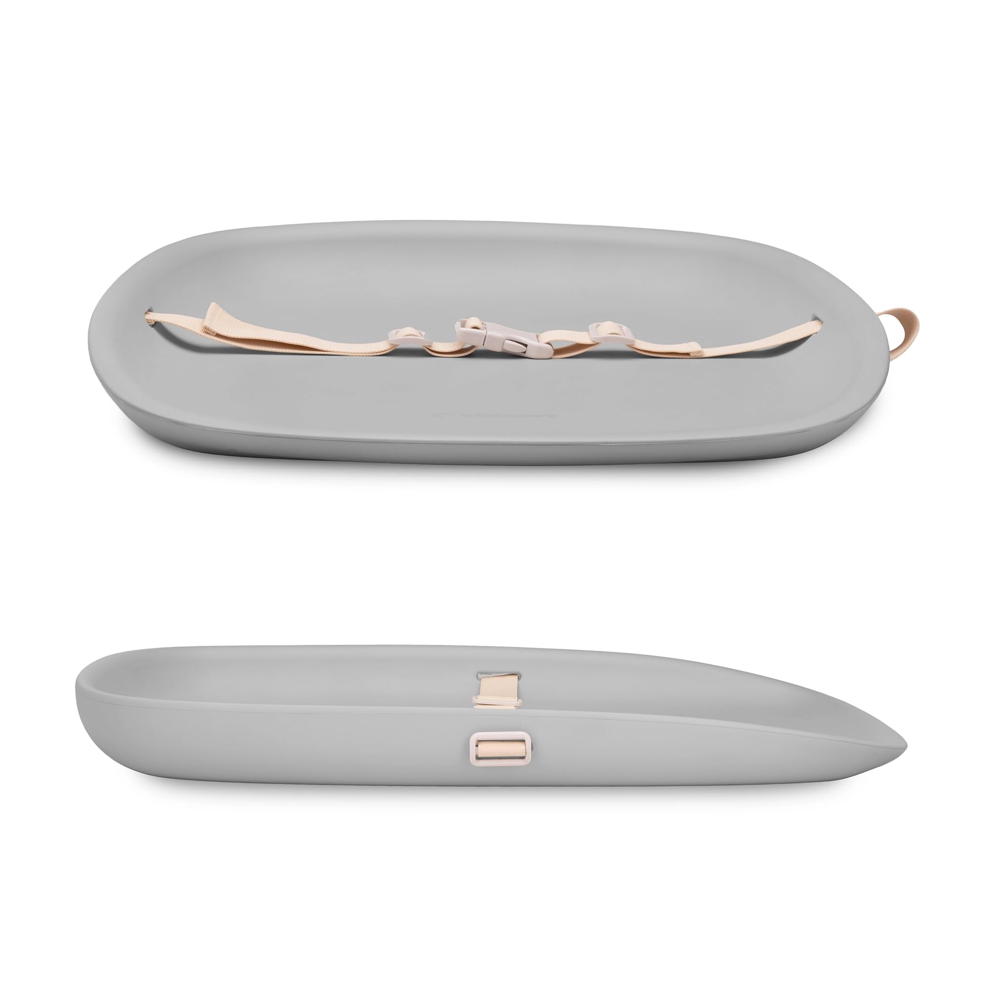 Rengjore Wickelauflage Wickelunterlage abwaschbar mit erhöhten Seiten und verstellbarem Gurt rutschfester Unterseite für Wickeltisch Wickelkommode Wickelaufsatz für Babys Frost Grey