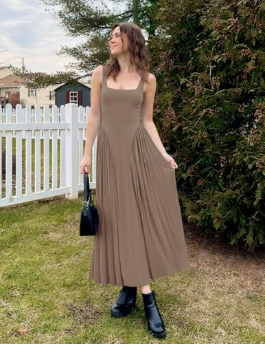Image of ZESICA Womens 2026 Summer Sleeveless Square Neck Sundress Casual Long Flowy A Line Beach Vacation Maxi Dresses