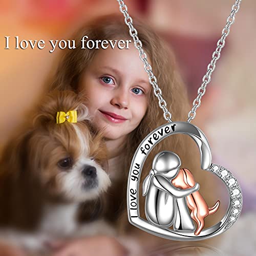 Yfn Sterling Silver Keepsake Dog Pendant Necklace I Love You Forever Dog Lover Memorial Gifts For Women (Rose- I Love You Forever) #TOP4