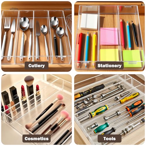 Dolcety Acrylic Drawer Organizer for Cooking Utensils - Expandable Kitchen Storage for Large Utensils, Adjustable Drawer Dividers (Clear) - Image 7