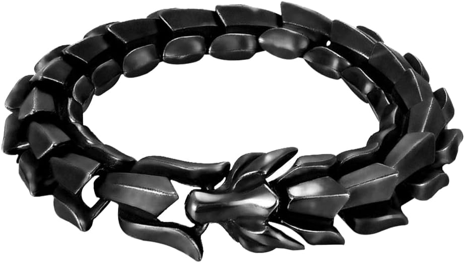 TURTLEDOVE Viking Dragon Link Bracelets, Norse Jormungandr Jewelry for Men