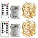 BXROIU 2 x 50LEDs Guirnalda Luces Pilas con Mando Timer 8 Modos Luces Plata Alambre Cadenas 5 metros(Blanco cálido)