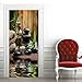 XKSJWY Adesivi per Porte Interne 3D Paesaggio in Pietra Zen Soggiorno Camera da Letto Bagno Carta da Parati in PVC Autoadesivo Impermeabile Adesivo per Porte Casa Poster Murale 95X215Cm