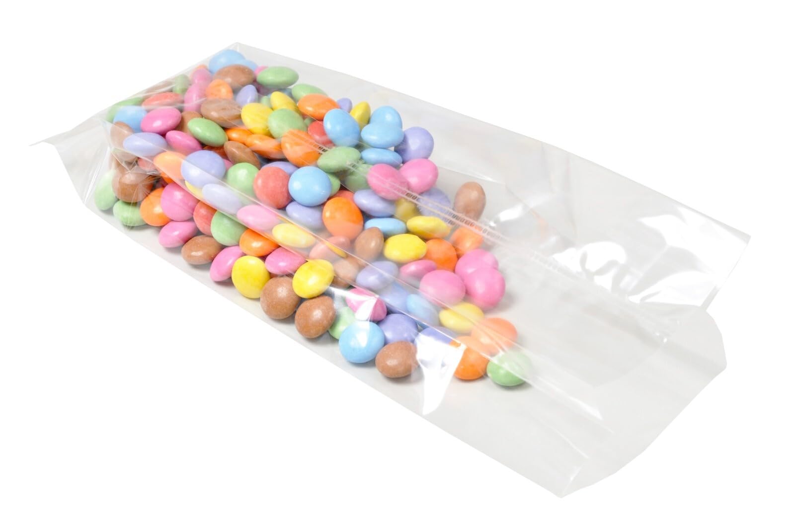 Bag It Plastics Clear Cellophane Crimp Sweet Party Gift Bags 3" x 2" x 10" / 76mm x 50mm x 254mm (Pack of 500) - Perfect for Sweets, Cookies, Treats & Favors - 40 micron / 160 gauge โ image 1