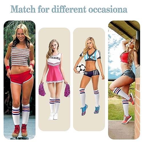 NZKNP Striped Thigh High Socks,Knee High Socks For Women,Striped Tube Socks For Women,Striped Cotton Tube Socks4