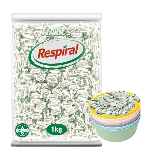 Respiral - Caramelos Duros Sabor Eucalipto y Mentol - Bolsa de 1000 g + Regalo de Cuencos IKEA KALAS - Ofrecido por UBOON (Eucalipto y mentol)