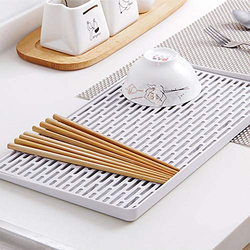 Dish Drying Rack with Drain Board Plastic Dish Drying Mat for Kitchen Sink Counter
