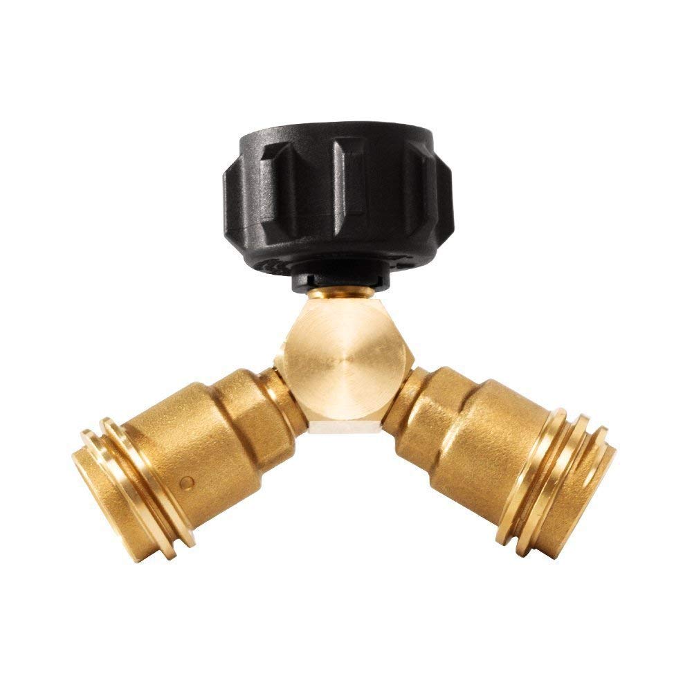 Propane Y Splitter Solid Brass Tee Connector 2 Way LP Gas Adapter for BBQ Grill, Camping Stoves