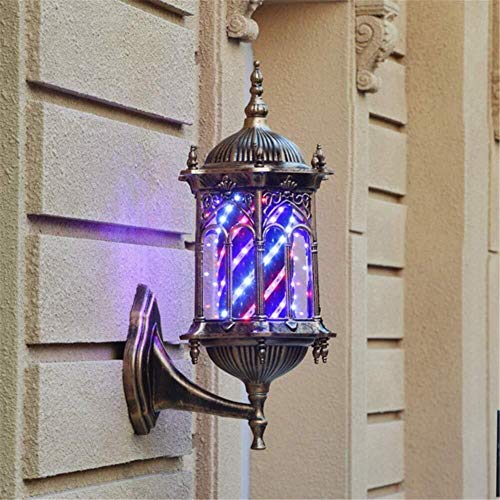 Poste de barbero giratorio iluminado led estilo Roma para exterior 3