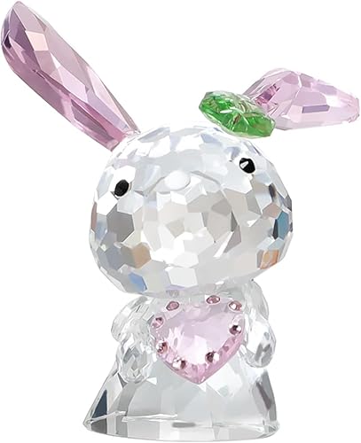 Miniatura 8 de LONGSHENG - SINCE 2001 - Figura de conejo de cristal transparente, diseño de corazón rosa, estatua coleccionable, estantería para decoración del