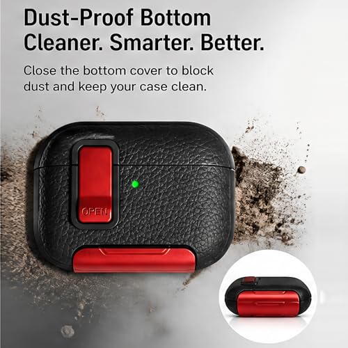 Image of for Leather AirPods Pro 3 Case 2025| Cute iPod Air Pods Pro 3 Case with Magnetic Lock | with Phone Holder & Keychain | Airpods 3 Pro Cases for Man Women(Model A2700 /A2931)(RedBlack)