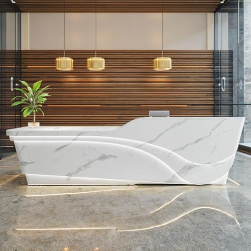 Image of Luxury Curved Reception Desk Counter for Office Lobby, Hotel Reception, Clinic Front Desk, Co-Working Space - (RCT-197 MDFL L8W2)
