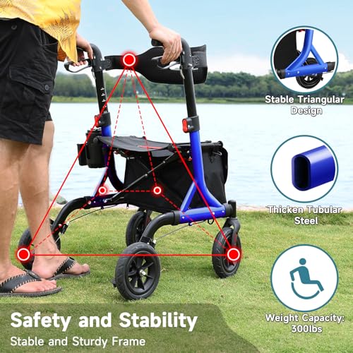 Image of MAXWALK Foldable Rollator Walker for Seniors with Seat, 18 lb Lightweight
