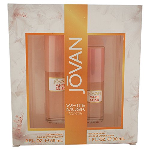 Jovan White Musk 2 piece Set for Women (Cologne Spray 2 Ounce + Cologne Spray 1 Ounce)