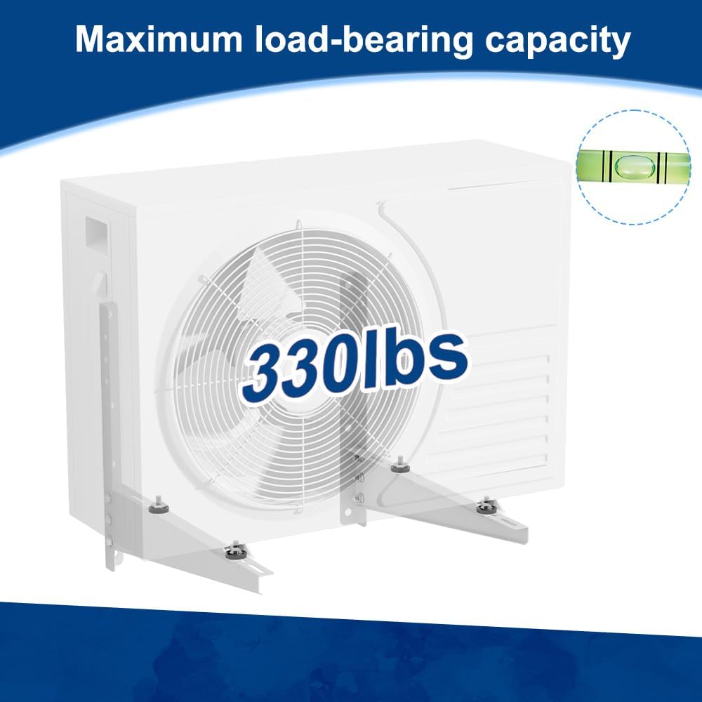 Outdoor Mini Split Wall Mounting Bracket for 9000 Btu to 18000 Btu Ductless Mini Split Air Conditioner AC Heat Pump Systems, Heavy Duty AC Support Bracket for Outside, Holds Up to 330lbs