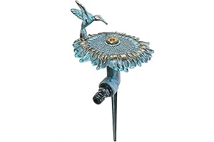 Taiwan Brass Decorative Lawn & Garden Sprinkler: Sunflower with a Hummingbird