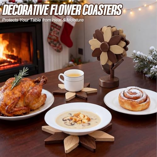 Salvamanteles de madera decorativo de alta resistencia para cocina y encimeras 6