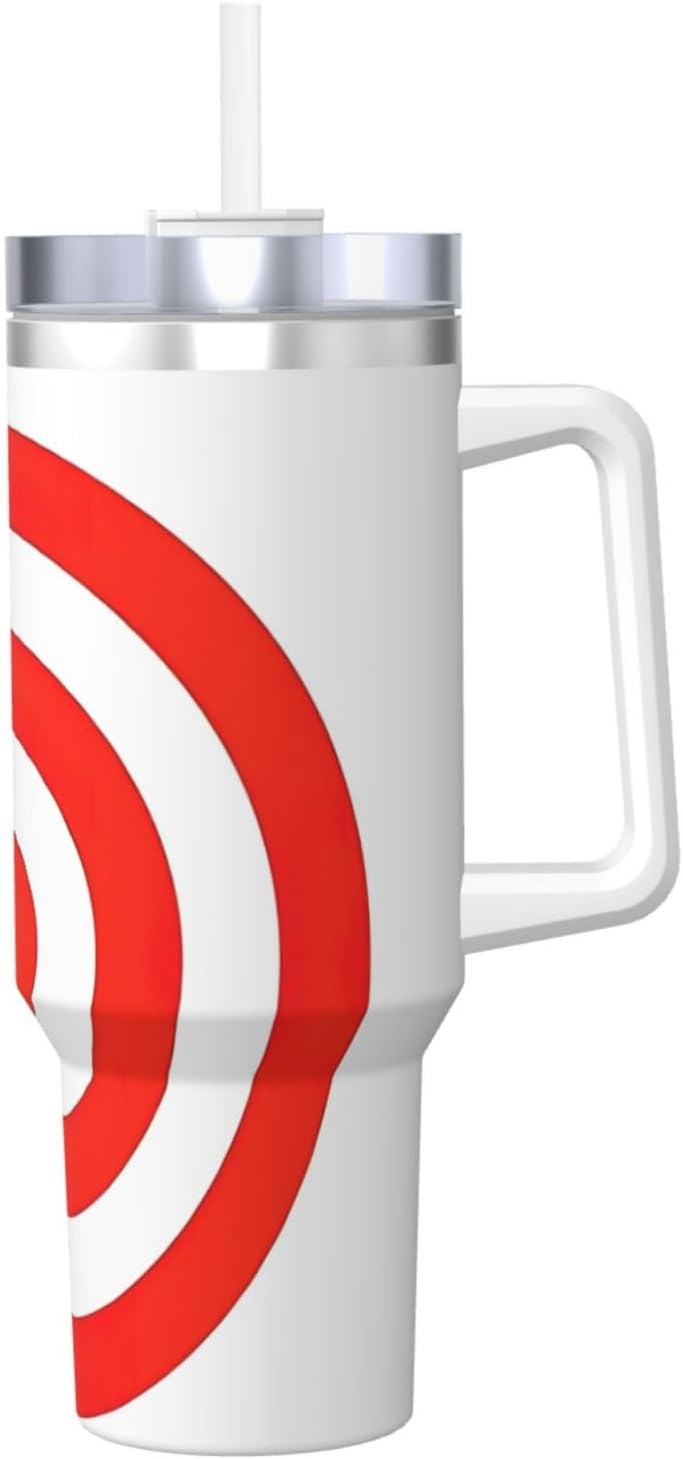 40 OZ design target Print Ice Bully Cup with Handle Straw Lid Straw,Stainless Steel Tumbler Coffee Cup