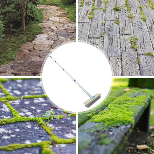 Besen für den Außenbereich, steife Borstenbesen für Beton, Scheuerkraft, wetterbeständiges Design, langer Stiel für einfache Reinigung, für Terrassen, Höfe, Gärten, Moosentfernung – Bild 6