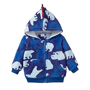 Peuter Baby Fleece Jas 3D Dinosaurus Oren Hoodie Jas Winter Warme Lange Mouwen Thicken Warm Uitloper Voor Jongens…